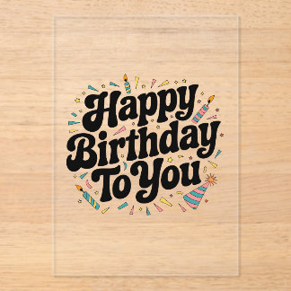 Invitations En Acrylique Anniversaire Rétro Confettis