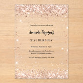 Invitations En Acrylique Anniversaire rose or clair (Recto)