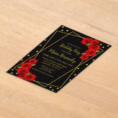 Invitations En Acrylique Anniversaire rouge rose noire et or (Poser)