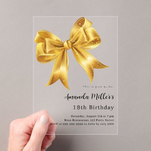 Invitations En Acrylique Anniversaire transparent de l'arc or (In situ (ordinateur de poche))