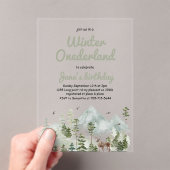 Invitations En Acrylique Anniversaire Winter ONEderland | Cerf aquarelle (In situ (ordinateur de poche))