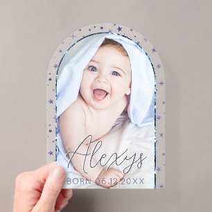 Invitations En Acrylique Annonce de naissance de bébé garçon avec photo de