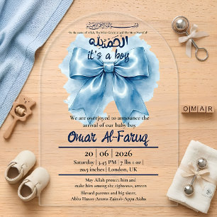 Invitations En Acrylique annonce de naissance de bébé musulman garçon au ru