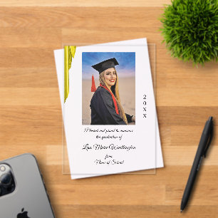 Invitations En Acrylique Annonce de remise de diplôme de lycée en satin dor