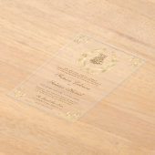 Invitations En Acrylique Antique Gold Crest Mariage musulman (Poser)