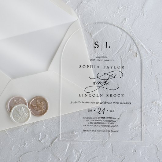 Invitations En Acrylique Appel Romantique Calligraphie Simple Classique Mod