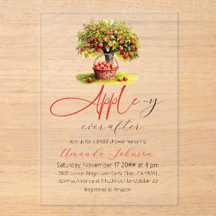 Invitations En Acrylique Apple-y Jamais après l'automne Fête des mariées d'