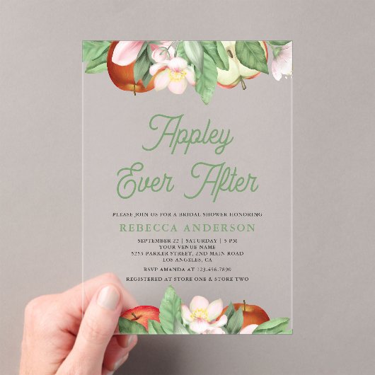 Invitations En Acrylique Appley Ever After Apple Bridal Shower (In situ (ordinateur de poche))