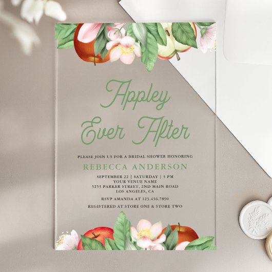 Invitations En Acrylique Appley Ever After Apple Bridal Shower