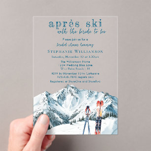 Invitations En Acrylique Après-Ski Montagne d'Hiver Aquarelle Enterrement d