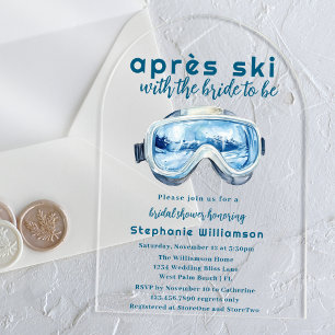 Invitations En Acrylique Après-Ski Sport d'Hiver Aquarelle Enterrement de V