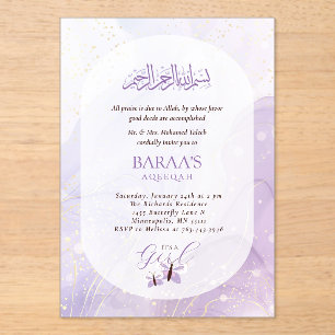 Invitations En Acrylique Aqiqah modifiable pour bébé C'est une fille