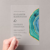Invitations En Acrylique Aquarelle Agate Gold Turquoise Mariage (In situ (ordinateur de poche))