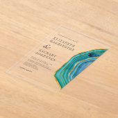 Invitations En Acrylique Aquarelle Agate Gold Turquoise Mariage (Poser)