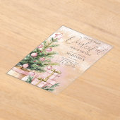 Invitations En Acrylique aquarelle Arbre de Noël rose 1er anniversaire (Poser)