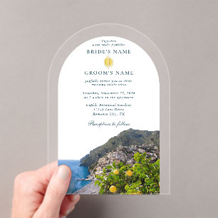 Invitations En Acrylique Aquarelle Arch de la Côte d'Amalfi Italie Citrons