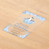 Invitations En Acrylique Aquarelle Arctic Penguin Floral 2e anniversaire (Poser)