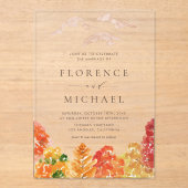 Invitations En Acrylique Aquarelle Automne Bois Mariage de automne (Recto)
