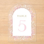 Invitations En Acrylique aquarelle blanc rose fleurs numéro de tableau (Recto)