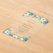 Invitations En Acrylique Aquarelle blanche Sage Vert Mariage (Poser)