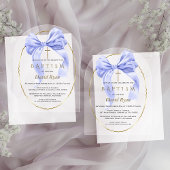 Invitations En Acrylique Aquarelle bleu Bow Boy Baptême transparent