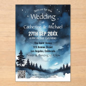 Invitations En Acrylique Aquarelle Bleu étoile Ciel Mariage céleste (Recto)