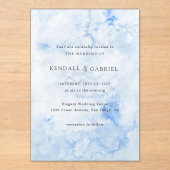 Invitations En Acrylique Aquarelle bleu Kendall Mariage élégant (Recto)