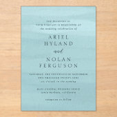 Invitations En Acrylique Aquarelle bleu moderne Mariage élégant (Recto)