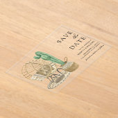 Invitations En Acrylique Aquarelle Boho Cactus Mariage Enregistrer la date (Poser)