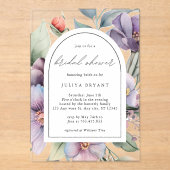 Invitations En Acrylique Aquarelle botanique floral script nuptiale (Recto)
