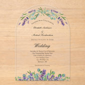 Invitations En Acrylique Aquarelle botanique florale Lavender Eucalyptus (Recto)