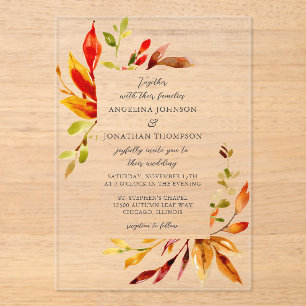 Invitations En Acrylique Aquarelle brillante Gras Mariage