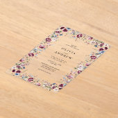 Invitations En Acrylique Aquarelle Burgundy Marine Bleu Floral Mariage (Poser)