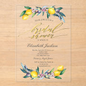 Invitations En Acrylique Aquarelle Citrons Olives Fête des mariées (Recto)