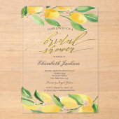 Invitations En Acrylique Aquarelle Citrus Lemons Fête des mariées (Recto)