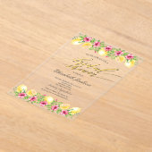 Invitations En Acrylique Aquarelle Citrus Lemons Fête des mariées jaune (Poser)