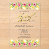 Invitations En Acrylique Aquarelle Citrus Lemons Fête des mariées jaune (Recto)