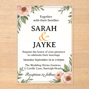 Invitations En Acrylique Aquarelle colorée personnalisée Floral Acrylique N
