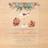Invitations En Acrylique Aquarelle Cookies et cocktails Fête de Vacances (Recto)