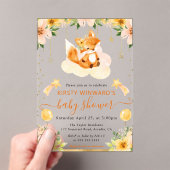Invitations En Acrylique Aquarelle Cute Floral Fox sur le Baby shower Cloud (In situ (ordinateur de poche))