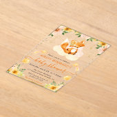 Invitations En Acrylique Aquarelle Cute Floral Fox sur le Baby shower Cloud (Poser)