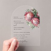 Invitations En Acrylique Aquarelle de Protea autochtone Boho floral Botaniq (In situ (ordinateur de poche))