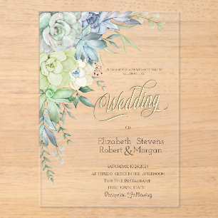 Invitations En Acrylique Aquarelle Desert Succulents Mariage