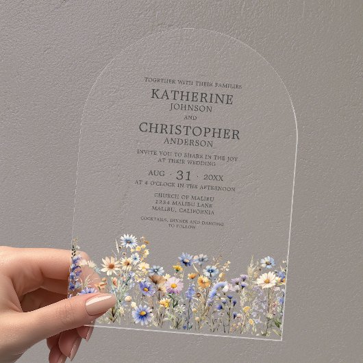 Invitations En Acrylique Aquarelle Dusty Fleur sauvage Mariage Arch
