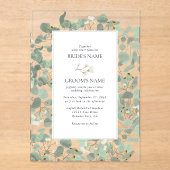 Invitations En Acrylique Aquarelle Eucalyptus Mariage de fleurs vertes (Recto)