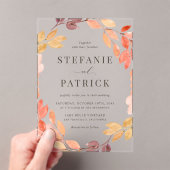Invitations En Acrylique Aquarelle Feuillage d'automne Mariage de automne d (In situ (ordinateur de poche))