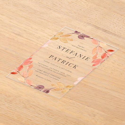 Invitations En Acrylique Aquarelle Feuillage d'automne Mariage de automne d (Poser)