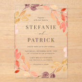 Invitations En Acrylique Aquarelle Feuillage d'automne Mariage de automne d (Recto)