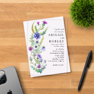 Invitations En Acrylique Aquarelle fleur sauvage arrangement floral mariage