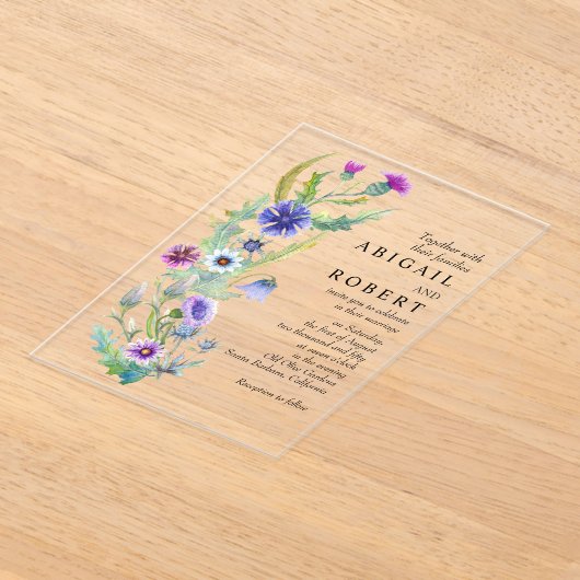 Invitations En Acrylique Aquarelle fleur sauvage arrangement floral mariage (Poser)